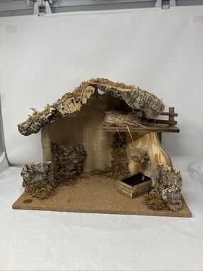 Fontanini Christmas Nativity Stable Creche Wood LARGE ~19x14.75x 9” FLAWED